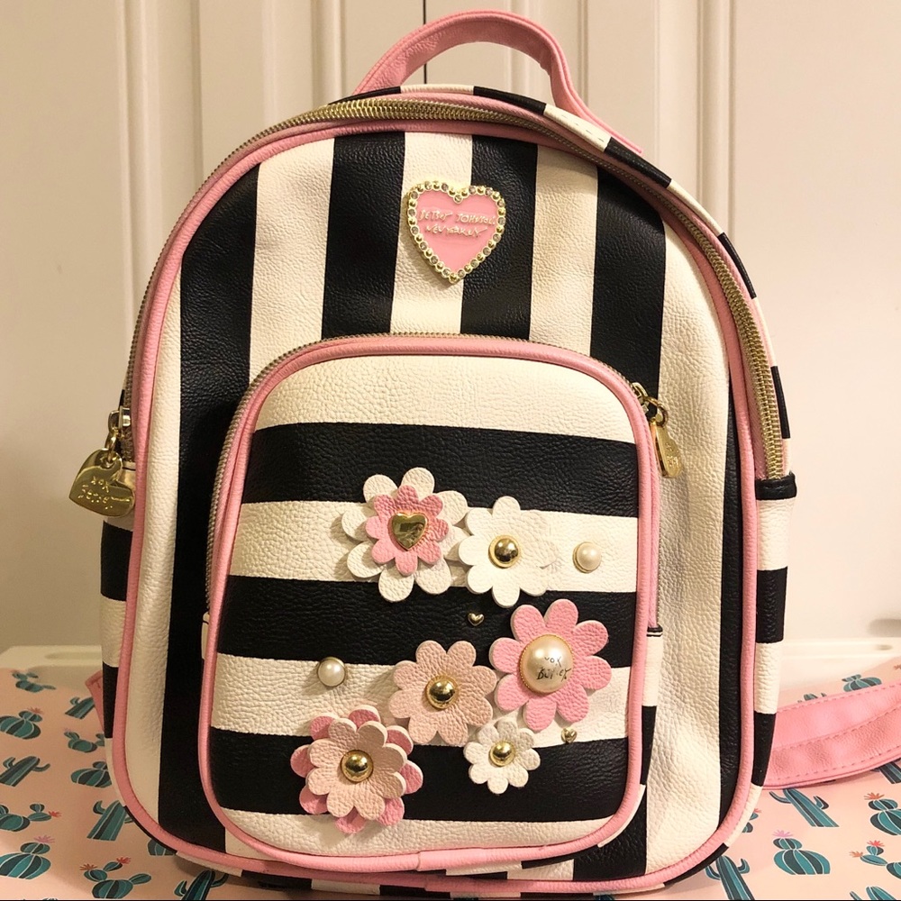 Betsey Johnson Mini Striped Convertible Backpack